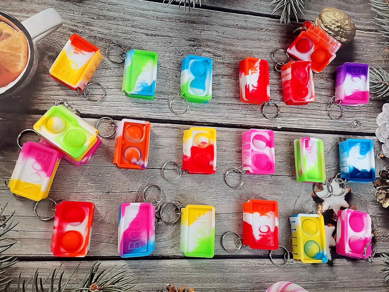 10 Pack Bulk Books Backpack Keychain Fidget Toy