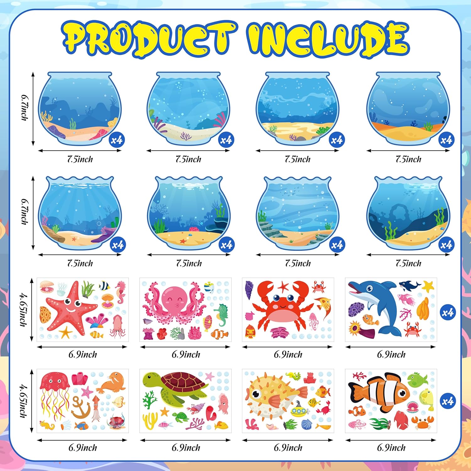 80UncleKimby 32pcs Ocean Animal Craft Sticker Kit