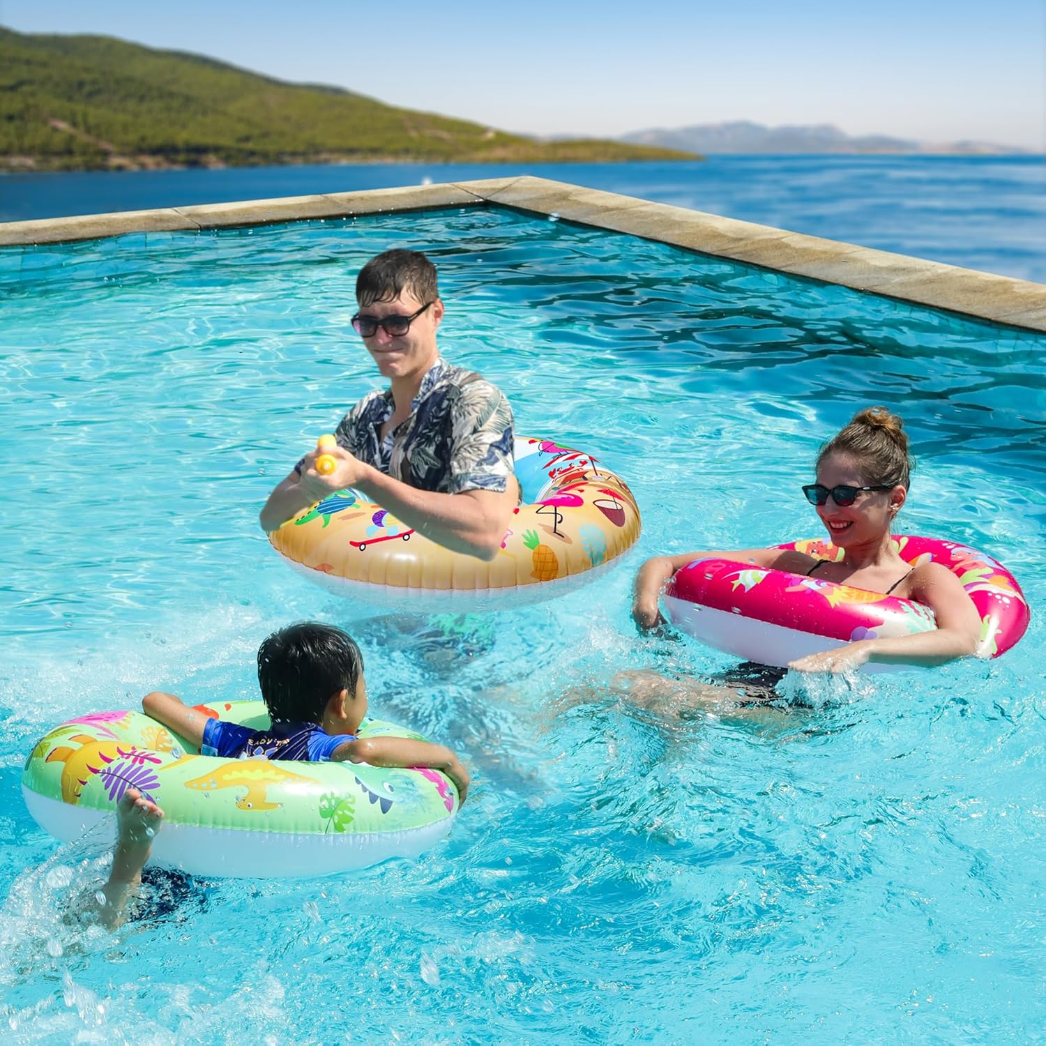 Pool Party Set with 3 Swim Rings Water Guns and Beach Ball