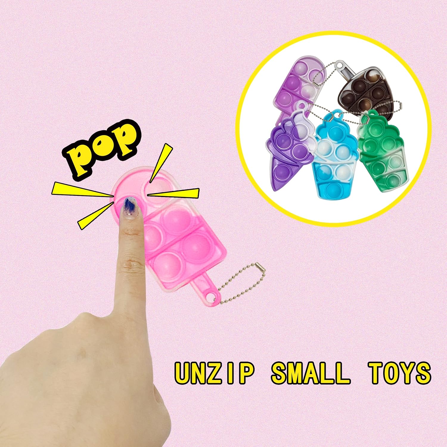 20 Pcs Pop Keychain Fidget Toys for Stress Relief and Anxiety